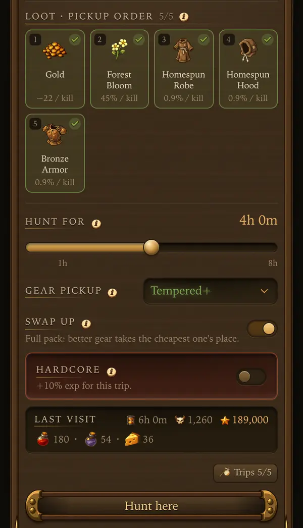 The hunt card of a monster - a screen from the game