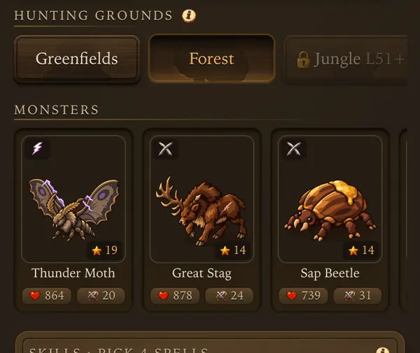 The Hunt screen - a screen from the game