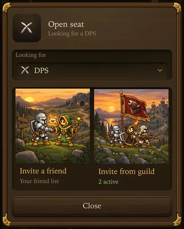 Who to invite - a screen from the game