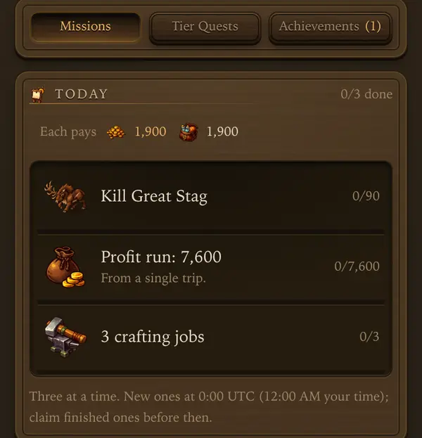 Quests in town - a screen from the game