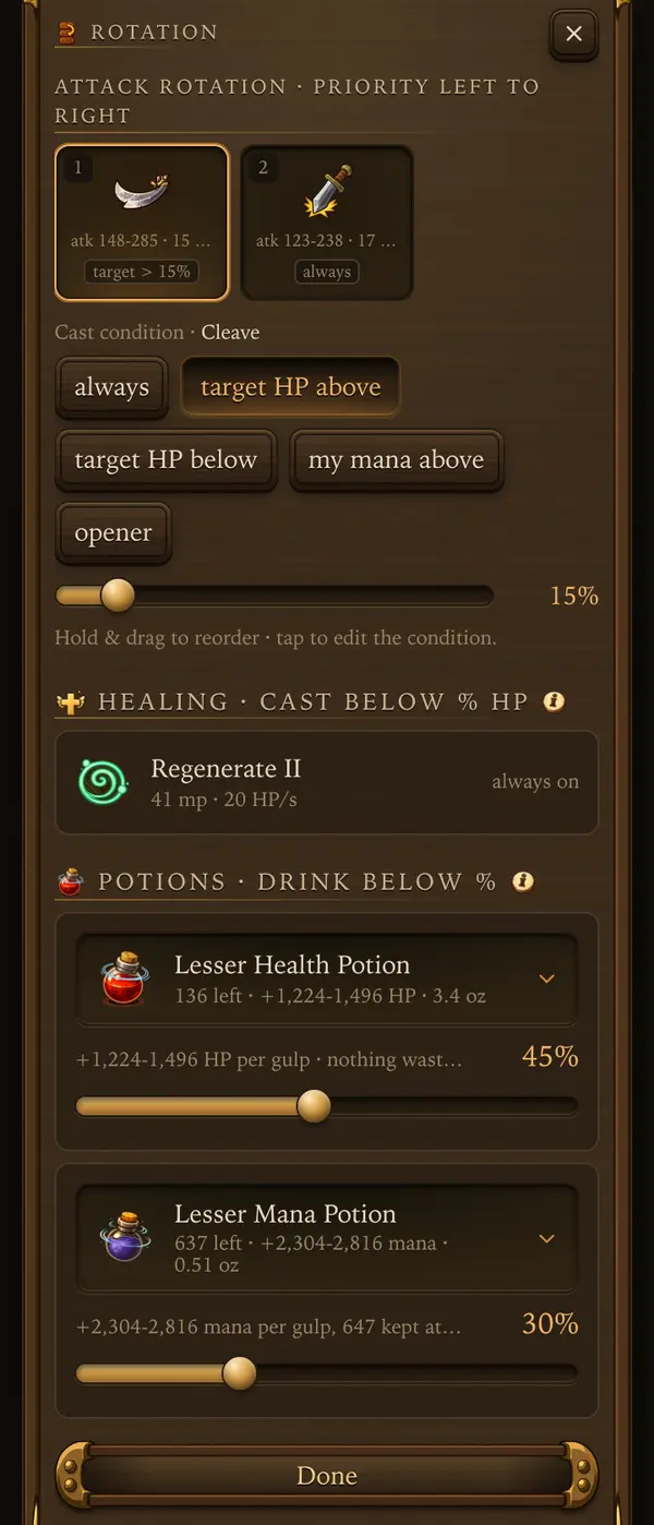 The Rotation window - a screen from the game